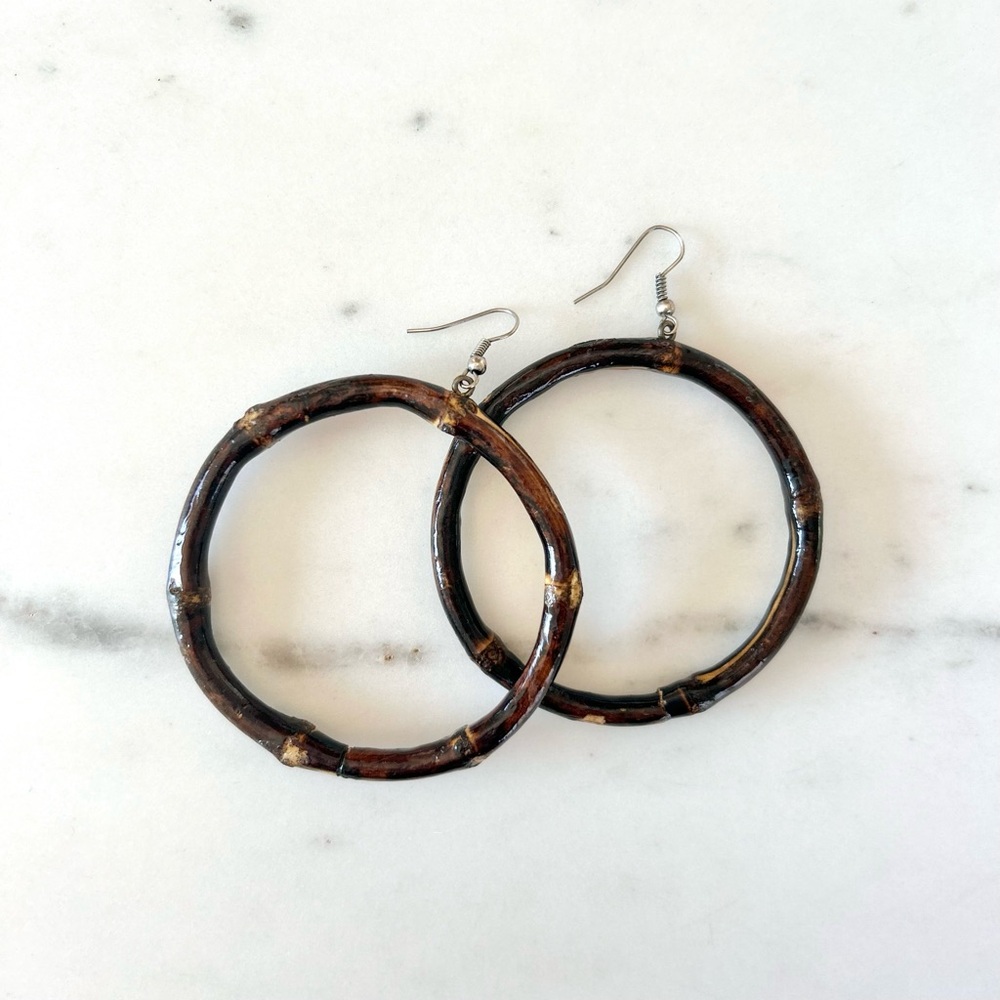 GENUINE BAMBOO HOOPS FROM KAUAI_Dark